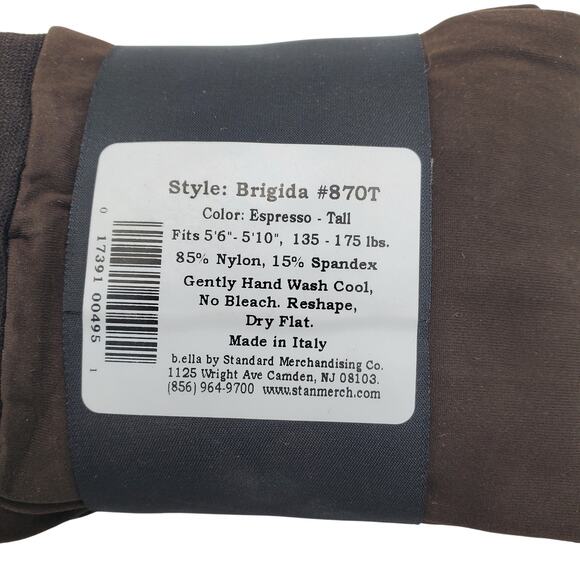 Microfiber Opaque Footless Tights Espresso Tall B.ella Brigida Italy Hosiery NWT - Picture 5 of 5